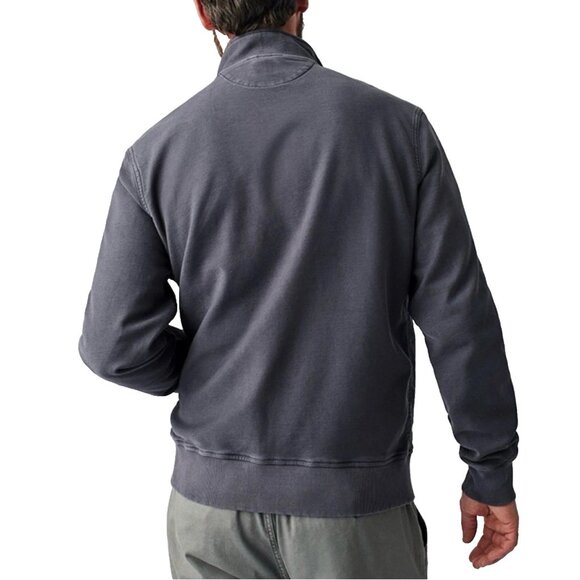 Faherty Mens Large Terry Tanker Jacket Navy Full Zip Stretch Long Sleeve Pockets - Picture 3 of 6